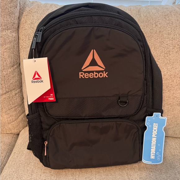 Reebok Black and Orange Men's Backpack - Picture 1 of 3